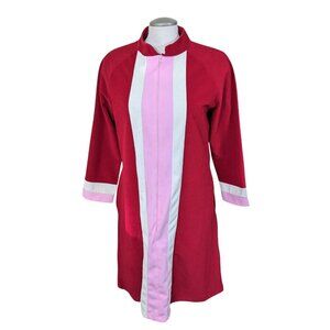 Vintage Van Raalte Loungewear Small House Coat Robe Velvet Velour Colorblock